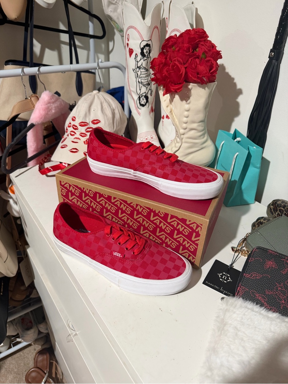 Vans Red Checkerboard Authentic Low-Top Sneakers